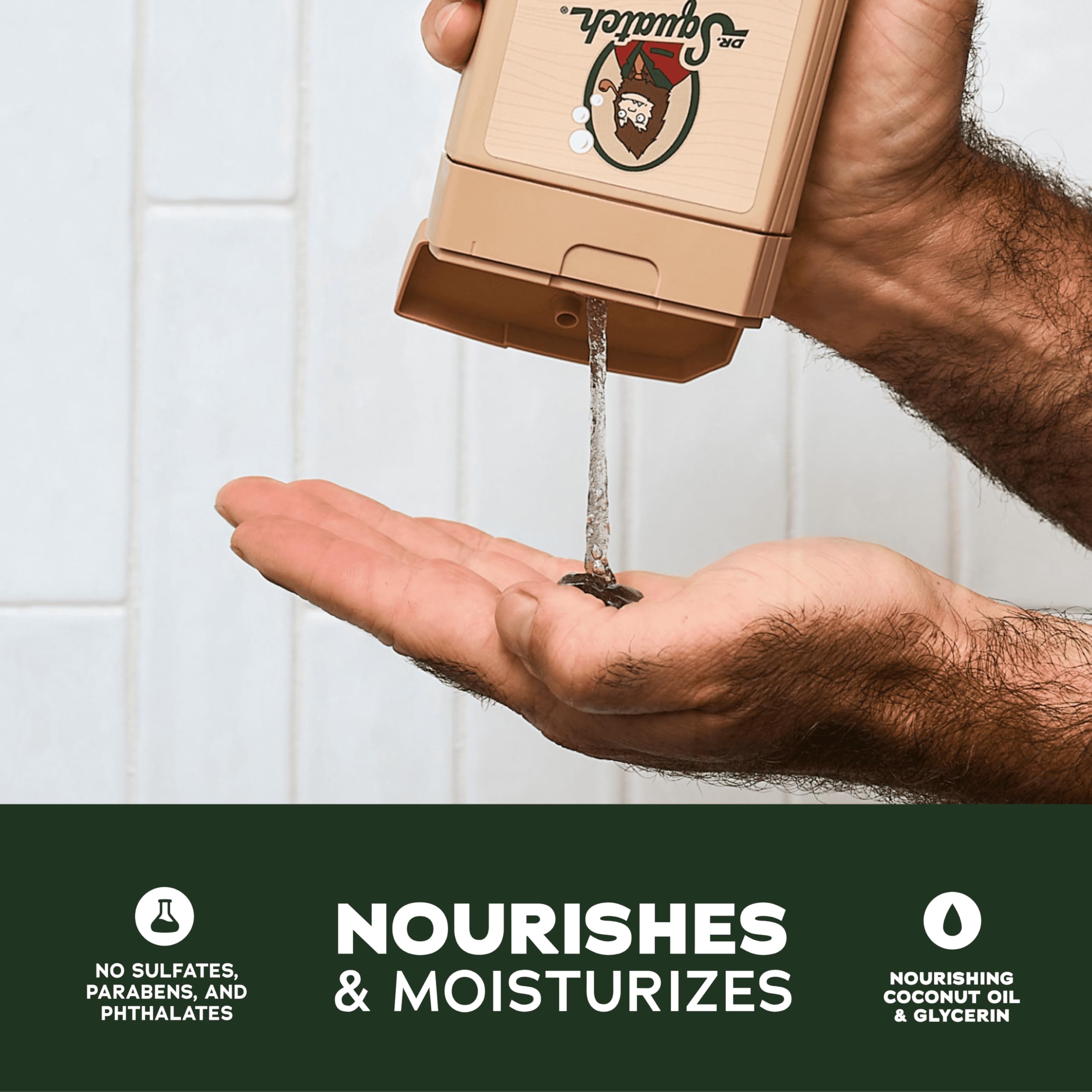 Dr. Squatch NEW Natural Body Wash for Men - Non-Exfoliating - Coconut Castaway + Wood Barrel Bourbon (14 oz, 2 Pack)